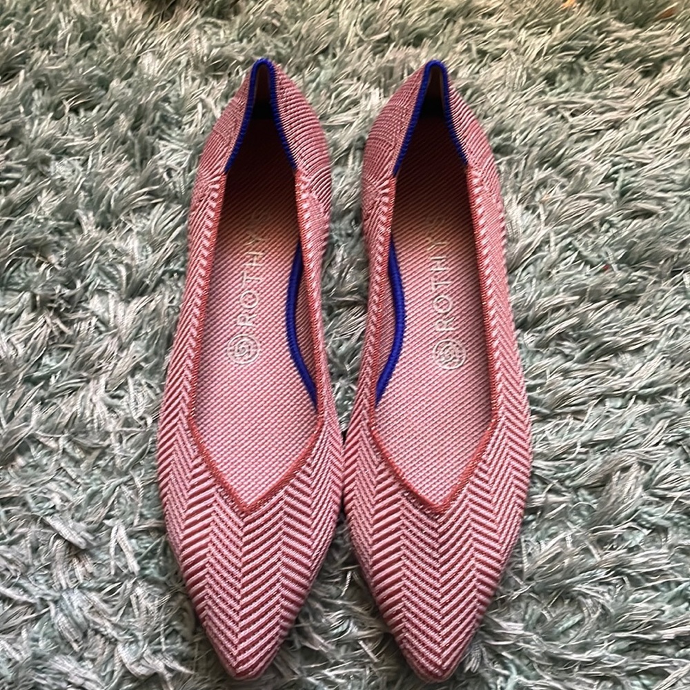 Rothys Amber herringbone metallic points size 9 NEW